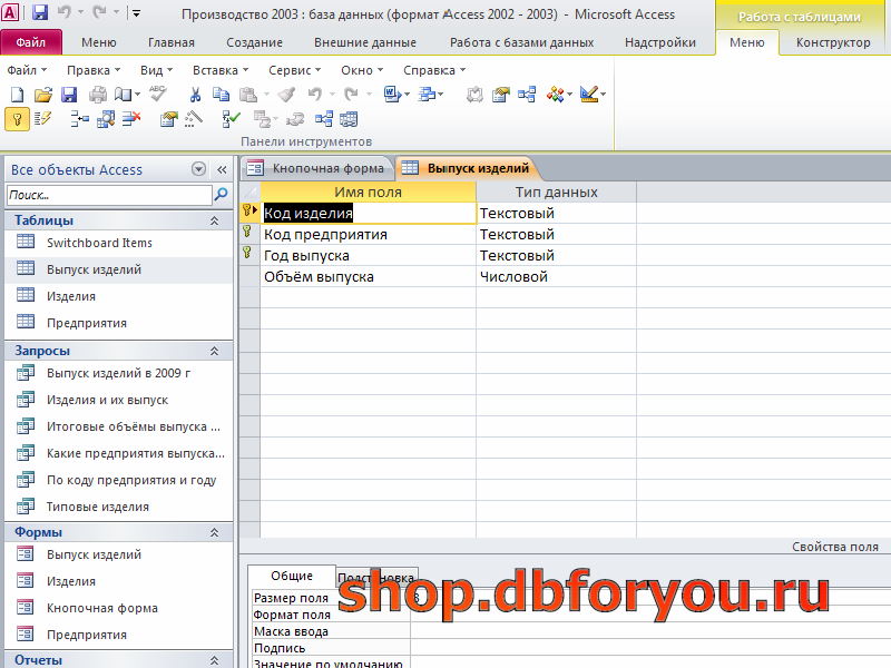 Где взять базы данных. База 2003. Маска ввода для телефона в access. База данных для завода цех рабочий изделия.